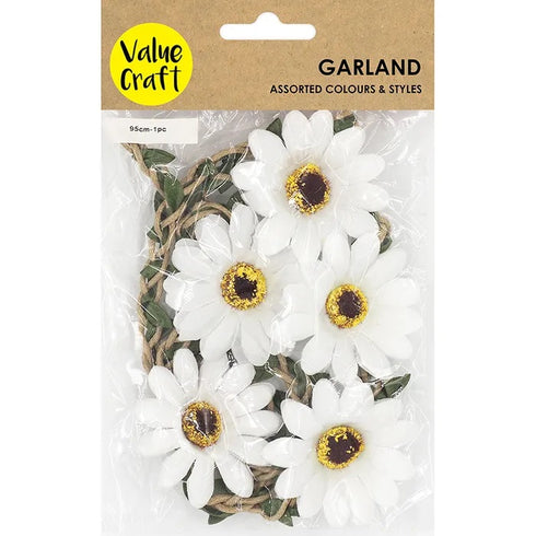 95cm Twine Daisy Flower Garland (available in 3 colours)